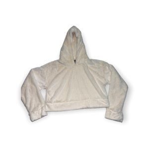 Forever 21 Off White Fur Hooded Sweatshirt, Size S